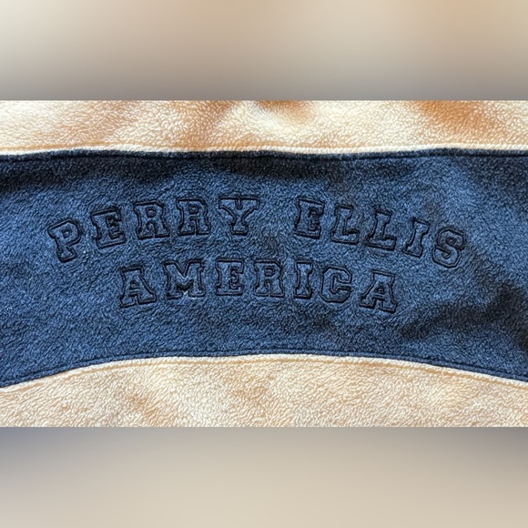 Vintage 90s Perry Ellis America 1/4 Zip Fleece Sweatshirt Size Medium - Picture 3 of 5